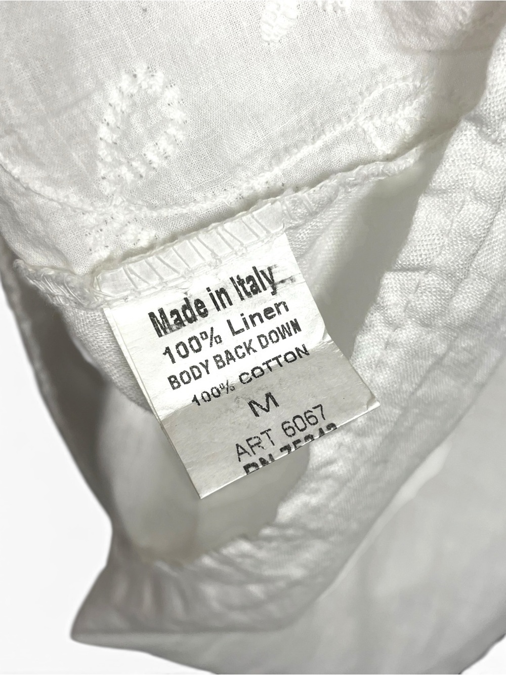 100% linen made in Italy White Short Sleeve Tunic with Eyelet Hem back details M - Picture 4 of 5
